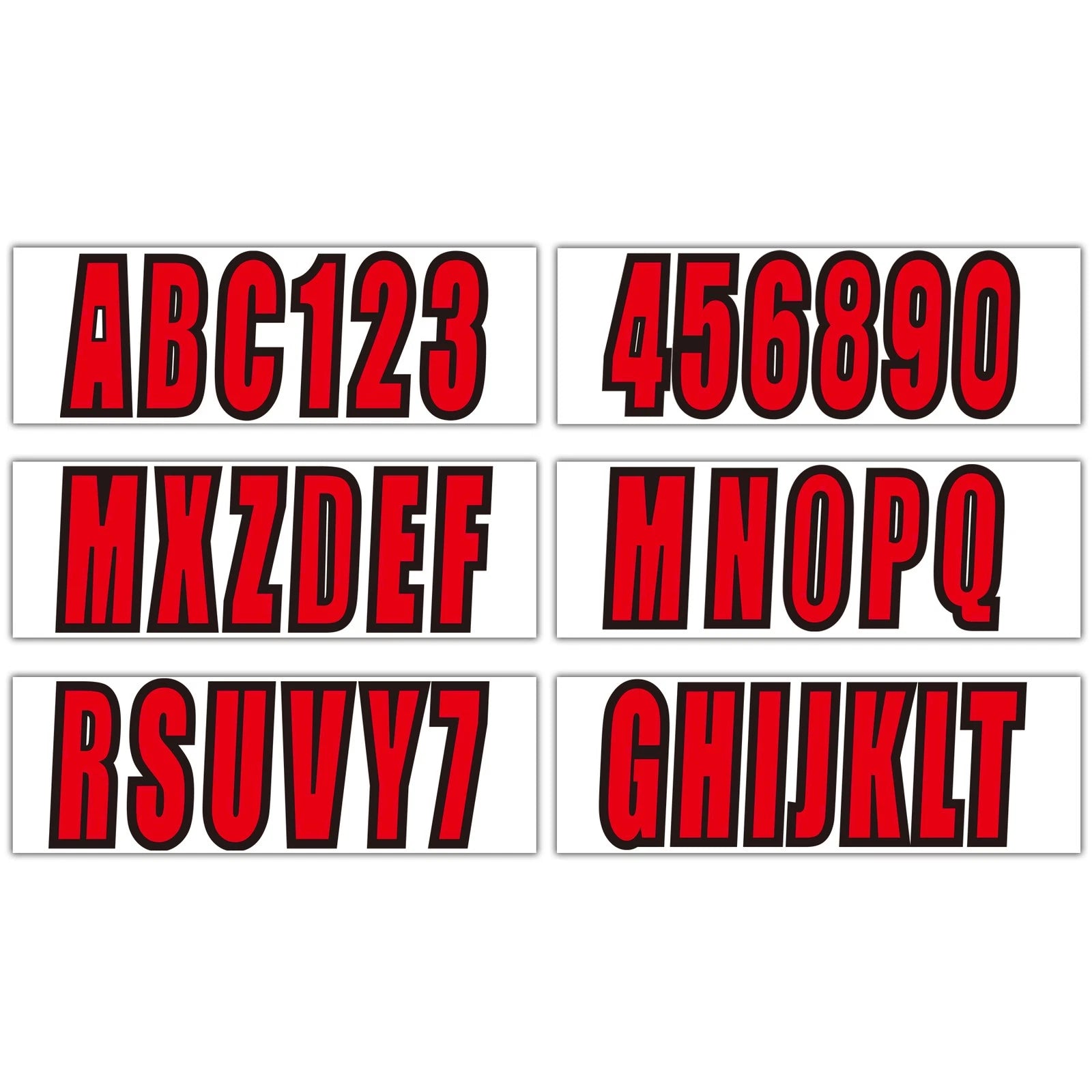 3" Boat Registration Letters & Numbers Decals A-Z 0-9 Red