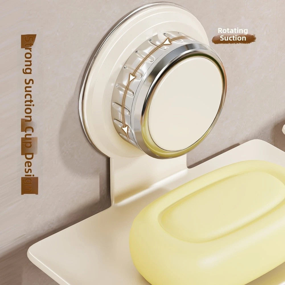2X Suction Cup Soap Holder Wall Mounted Storage Shelf for Bathroom