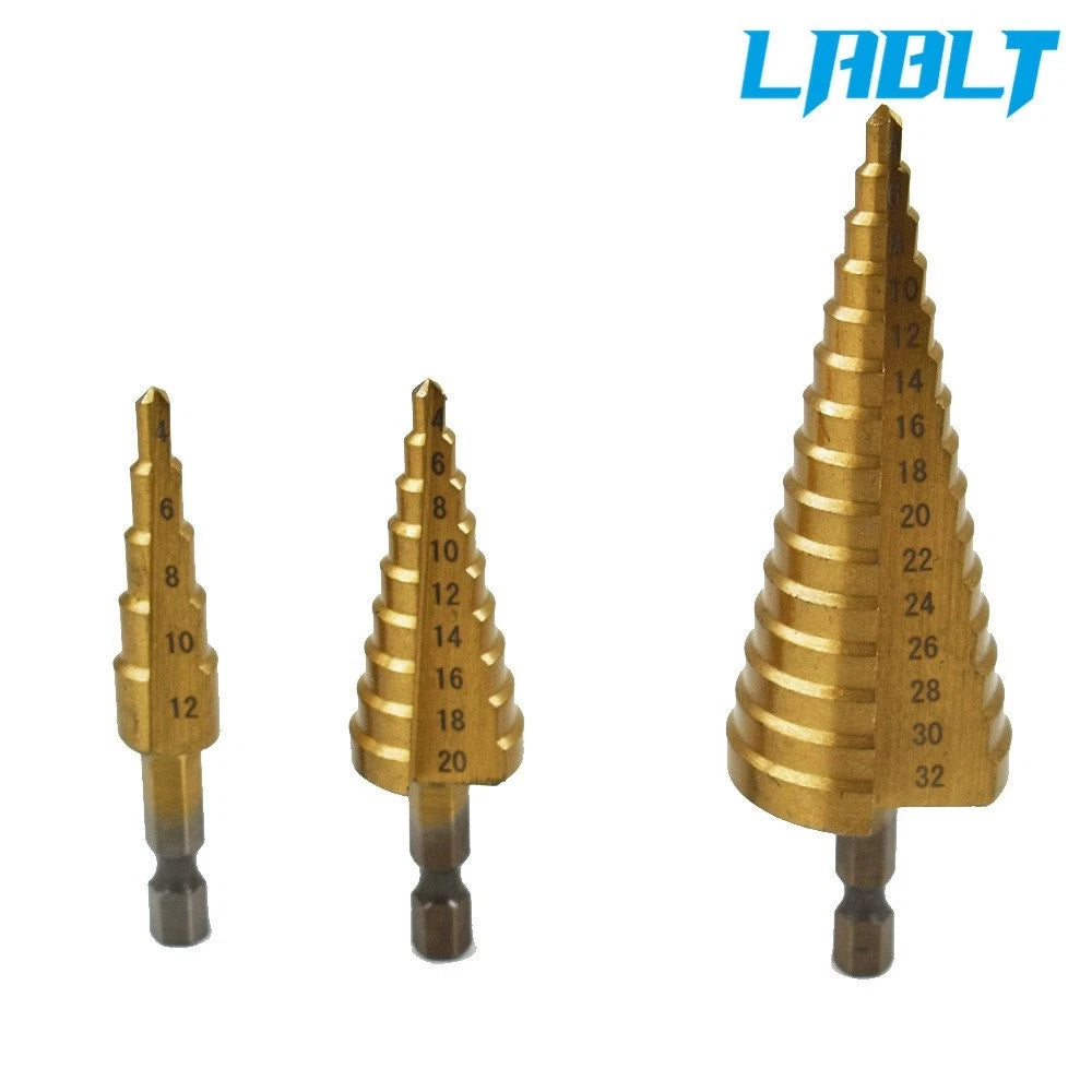3X HSS Step Drill Bit Set for Universal Use (Titanium Coated)