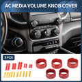 AC Media Volume Switch Knob Cover Ring for Dodge Ram (2018–2022) Red 5 Pack