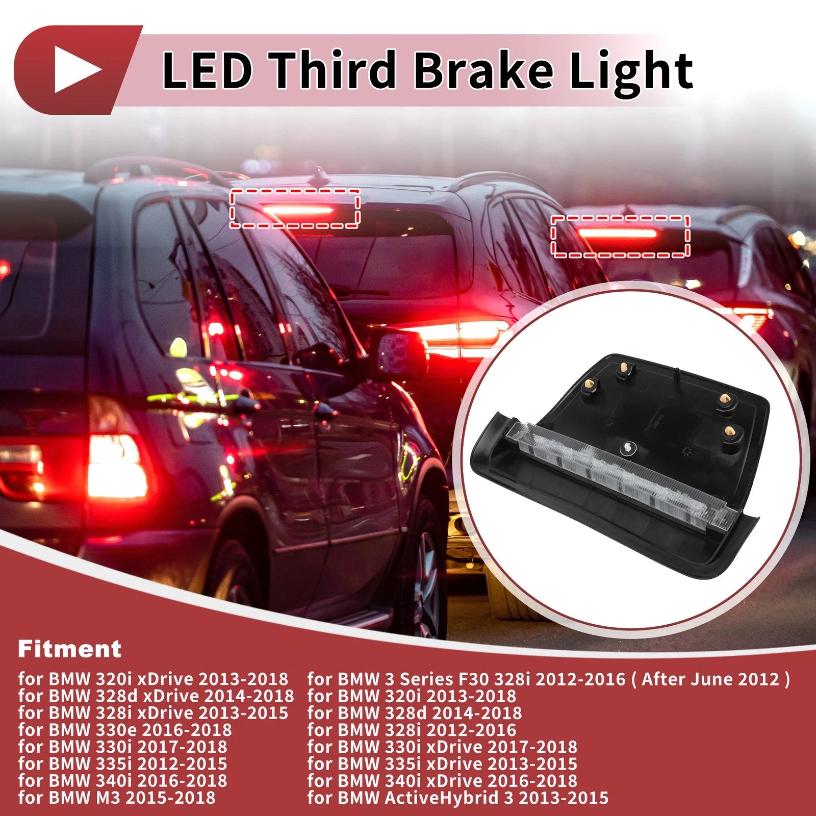 Third Brake Light LED High Mount Replacement for BMW 3 Series F30 (2012–2018)