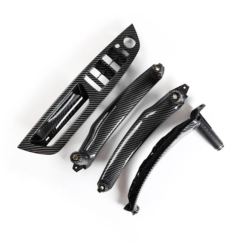 4X Carbon Fiber ABS Door Switch Panel Pull Handle Trim Kit for BMW X5 X6 (2007–2019)