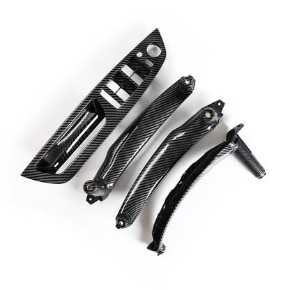 4X Carbon Fiber ABS Door Switch Panel Pull Handle Trim Kit for BMW X5 X6 (2007–2019)