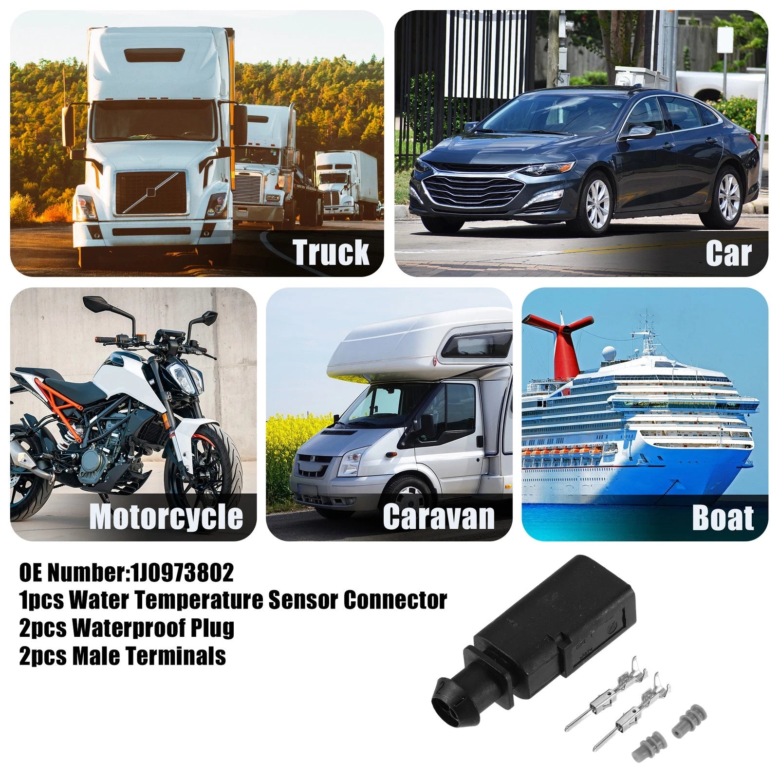 Water Temperature Sensor Connector Plug Set for Audi A3 (2015–2020)