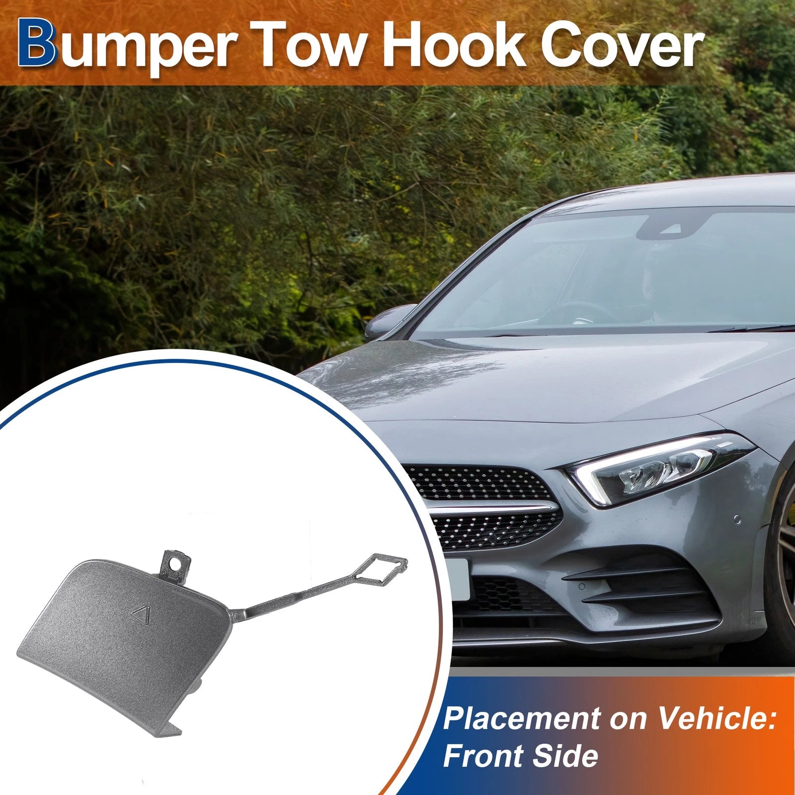 Tow Hook Cover Front Car Bumper Replacement for Mercedes-Benz A Class (2019–2022)