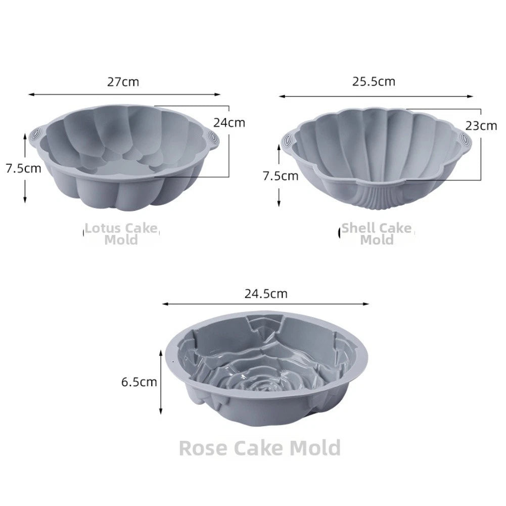 3X Temperature Resistant Silicone Cake Molds for Dessert Baking