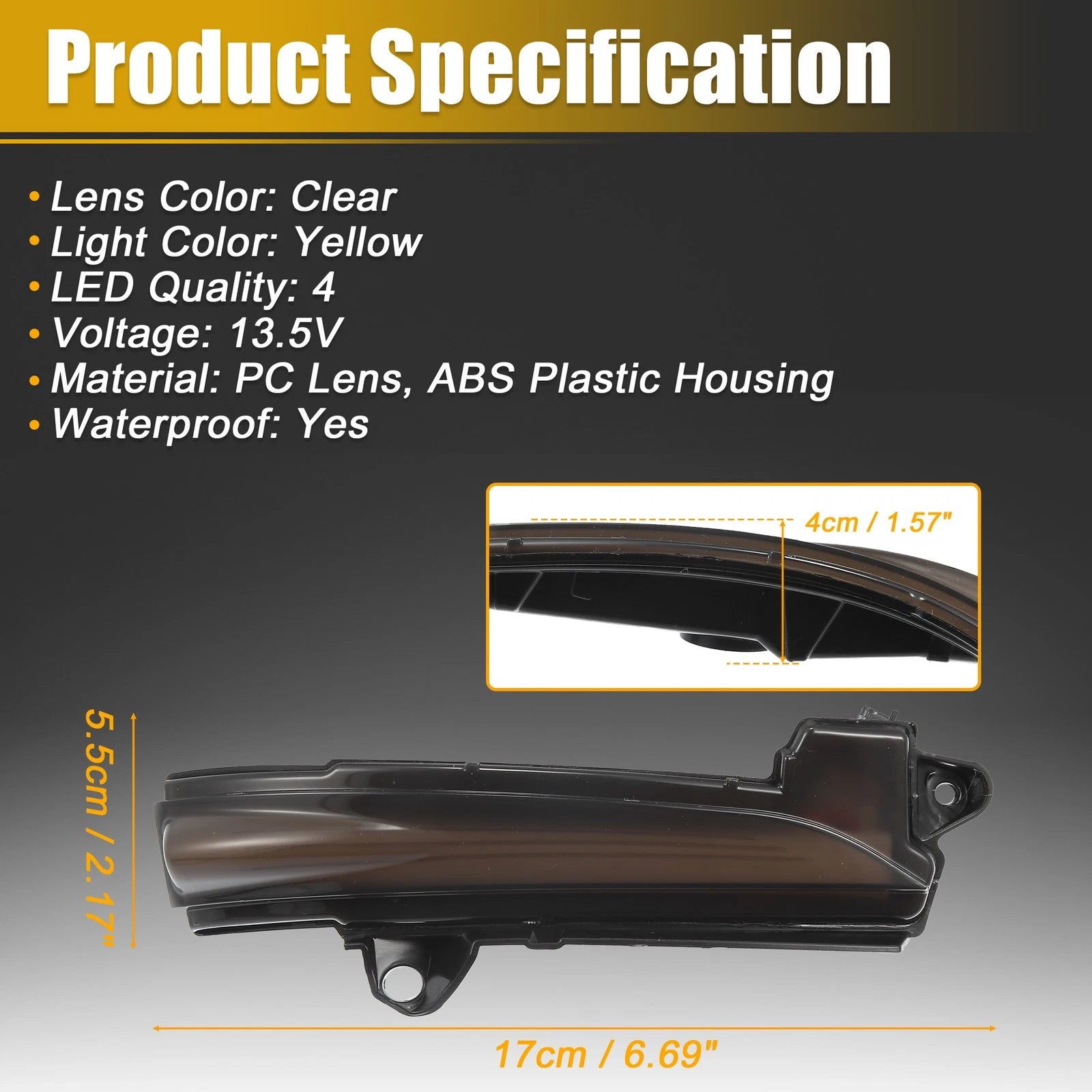 LED Mirror Turn Signal Lights Left Right Front for Ford Fusion (2013–2020)