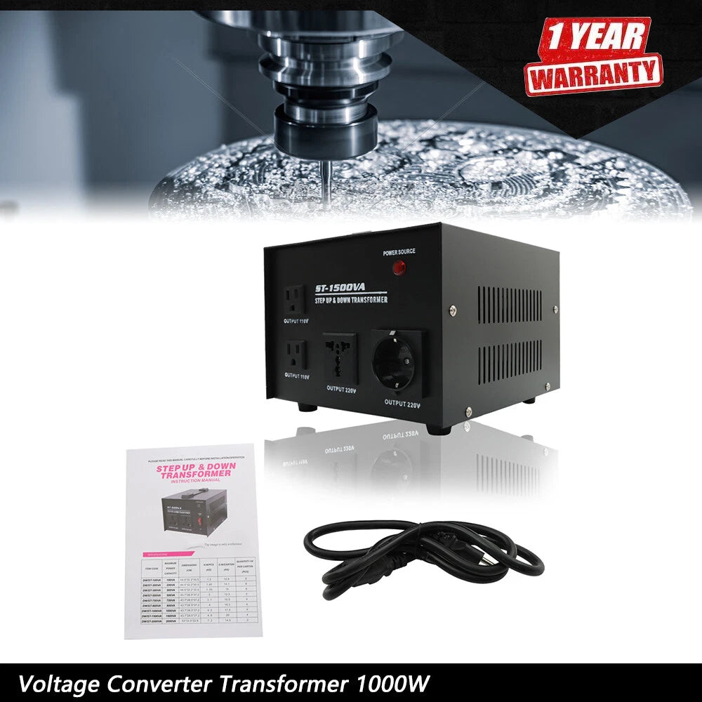 1000W Voltage Converter Transformer 110V/220V for Universal Use