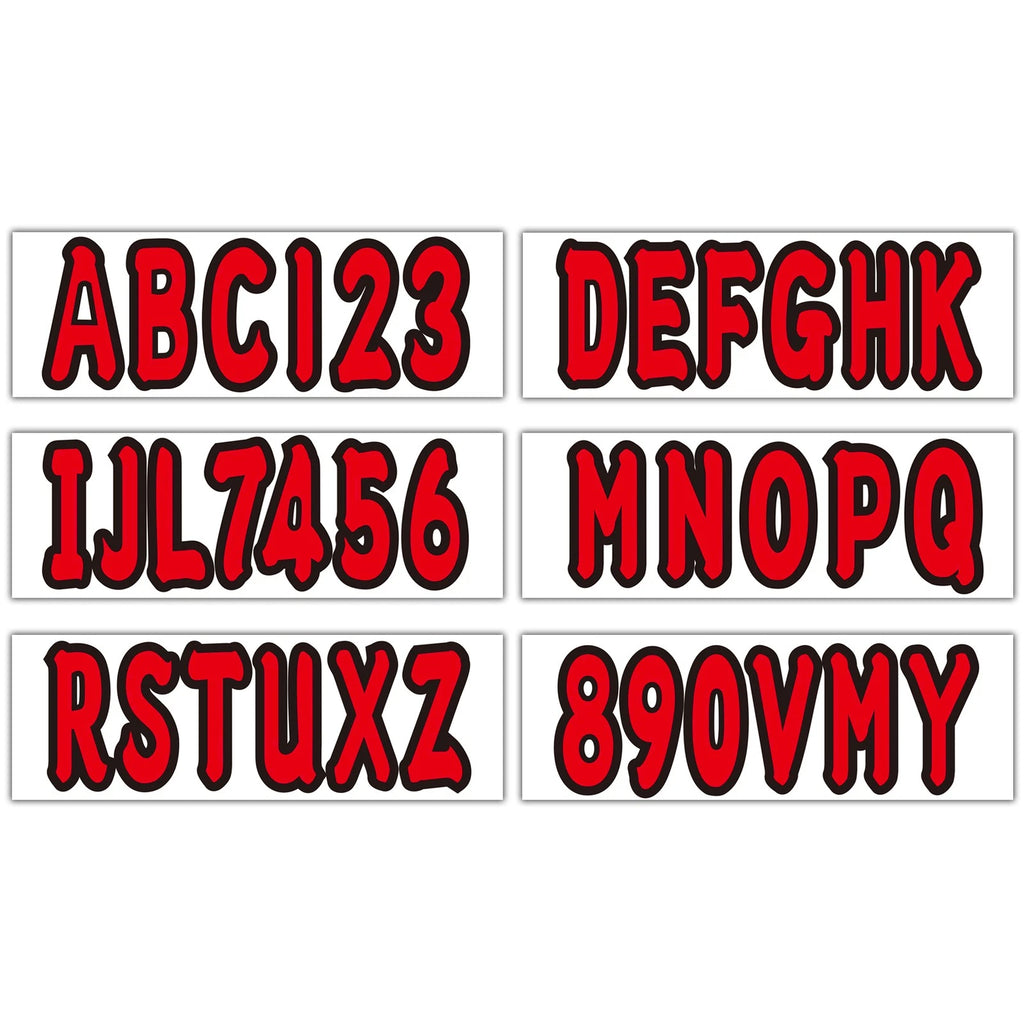 Sticker Decals A-Z Letters & 0-9 Numbers for Marine Boat (Red)