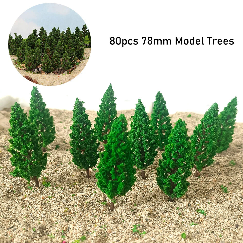 80Pcs 7.8cm Model Trees for Train Railroad Scenery (Scale DIY)