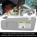 Car Sun Visor Left Side with Light for Toyota Highlander (2008–2013) Gray