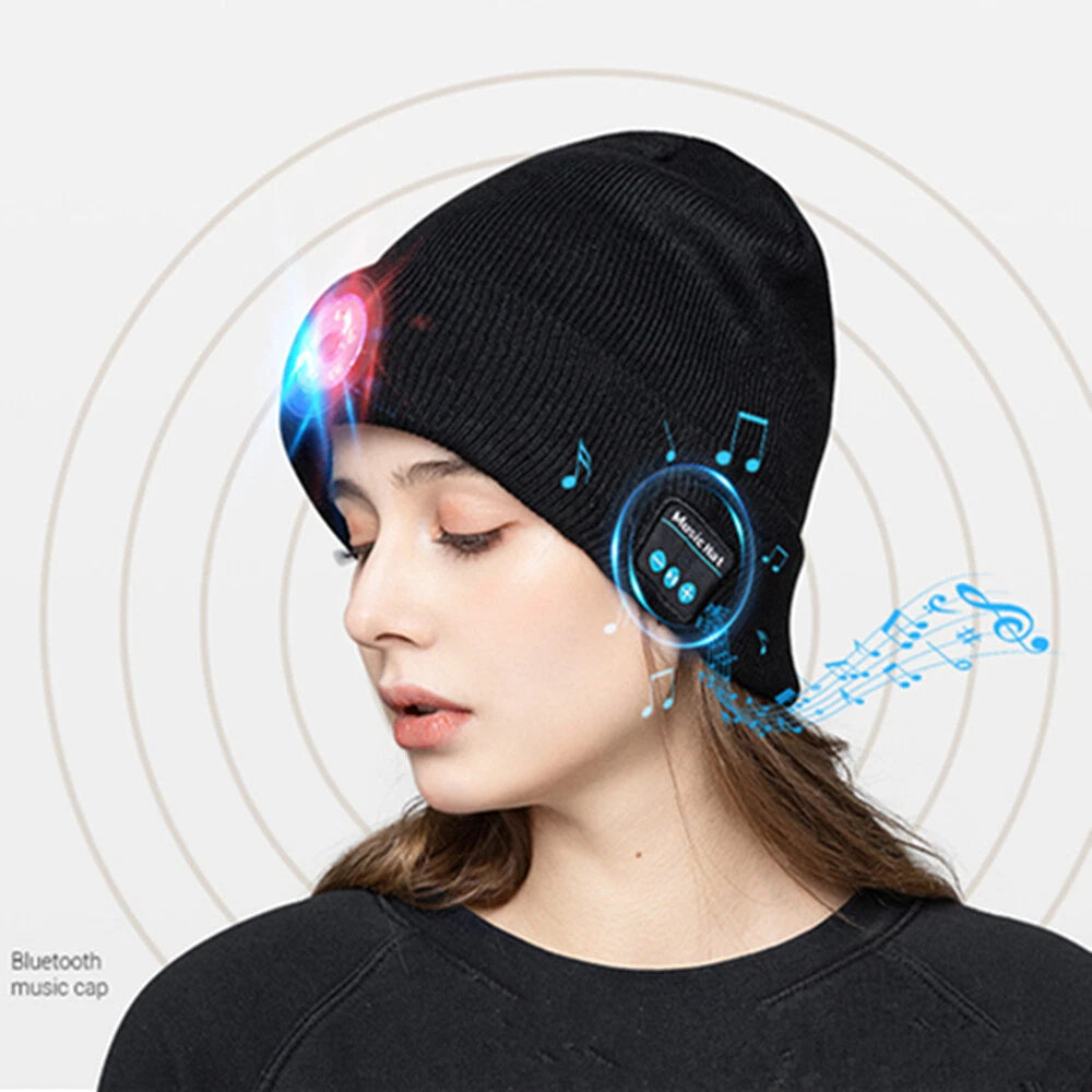 LED Bluetooth Knitted Cap for Outdoor Night Running Fishing
