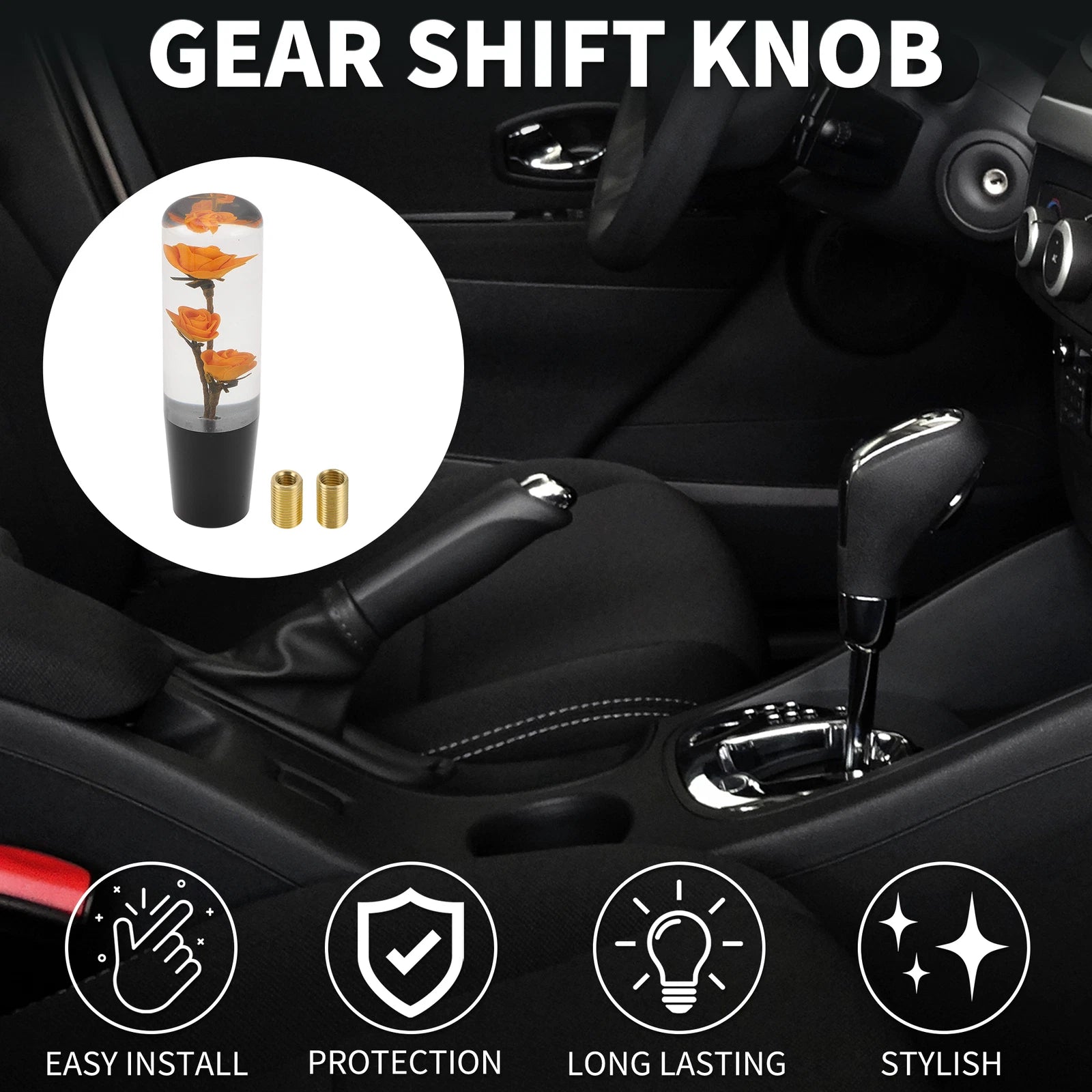 Set of 1 Universal Shift Knob with 2 Adapters for Manual/Automatic Vehicles