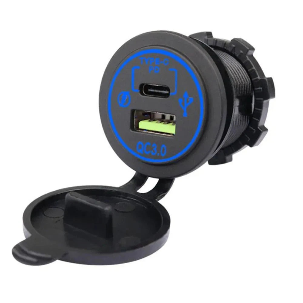 Dual USB QC3.0 Type-C Fast Charger for Car Cigarette Lighter Adapter