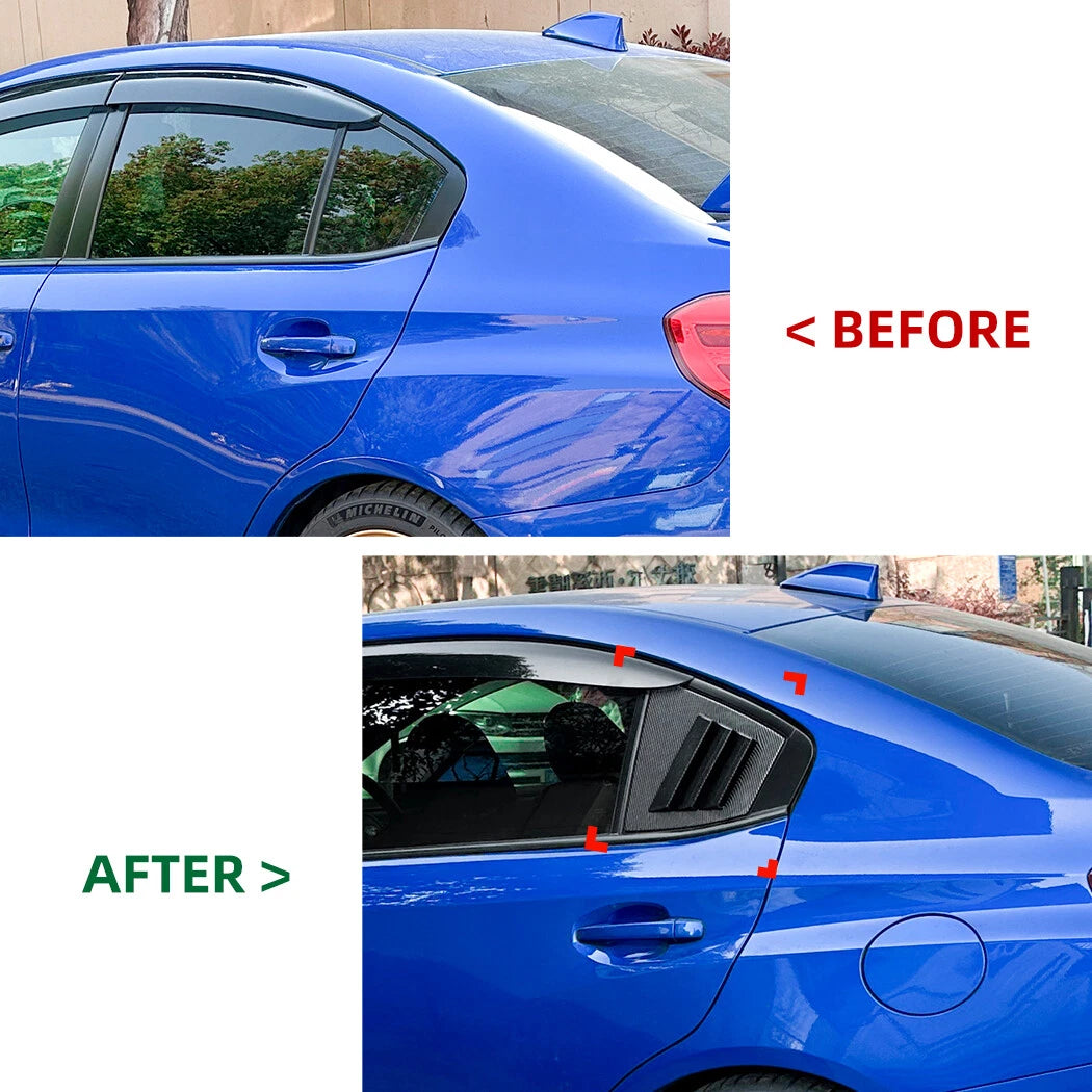 Pair Gloss Black Rear Window Louver Shutter Cover for Subaru WRX STI (2014–2021)