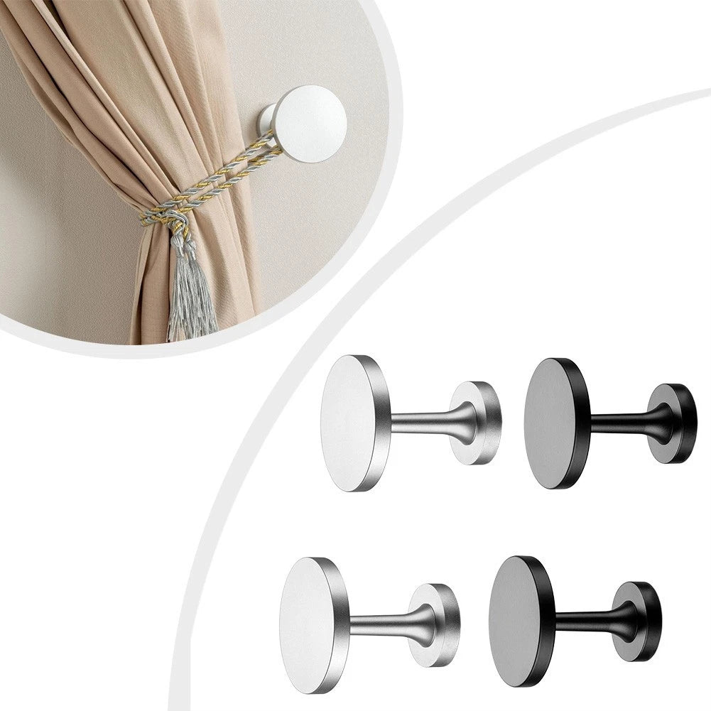 2X Metal Curtain Holdbacks for Stylish Curtains (Easy Install, Black)