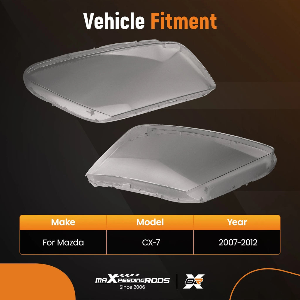 Front Clear PC Headlight Lens Cover for Mazda CX-7 (2007–2012) L/R