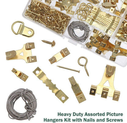 230x Stainless Steel Picture Hangers Hooks Photo Frame Hanging Kit