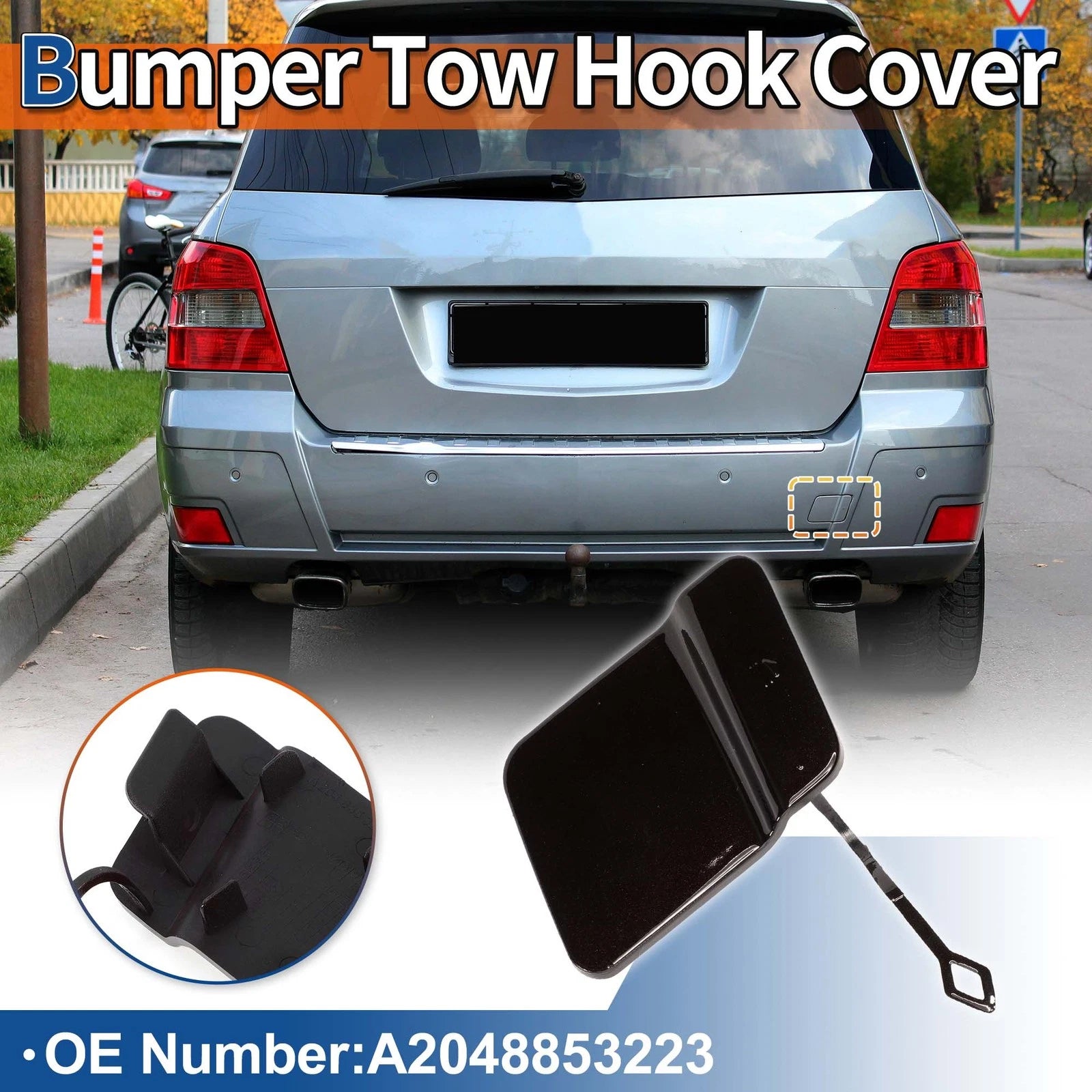 Rear Tow Hook Cover Replacement for Mercedes-Benz X204 (2010–2012) Brown