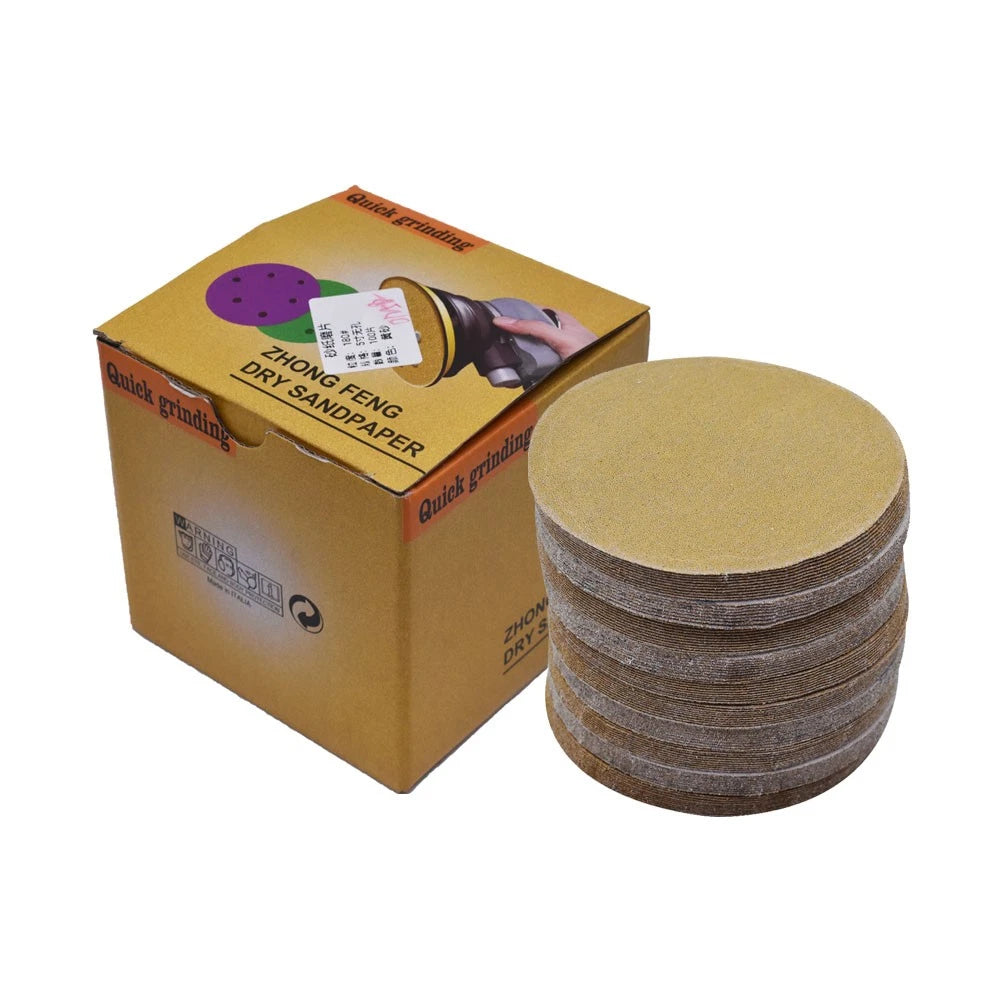 100 Pack Hook Loop 5" 180 Grit Sanding Discs for Automotive Use