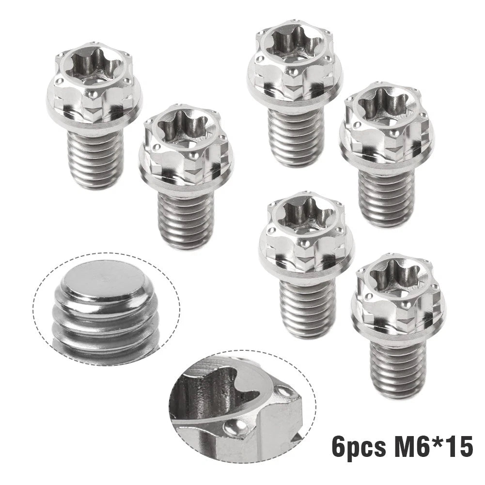 6X M6x15mm Titanium Torx Head Flange Screws for Motorcycle Bike