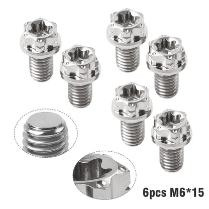 6X M6x15mm Titanium Torx Head Flange Screws for Motorcycle Bike