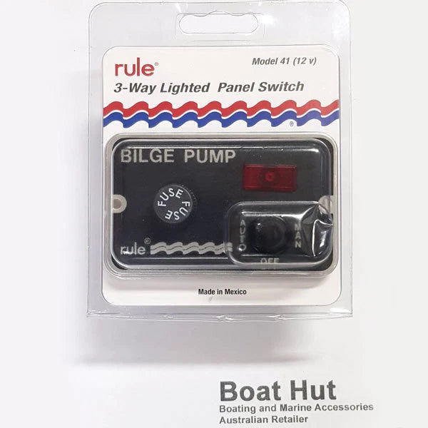 3 Way Deluxe Bilge Pump Switch for Model 41 (12V) RWB 23 Lighted Panel