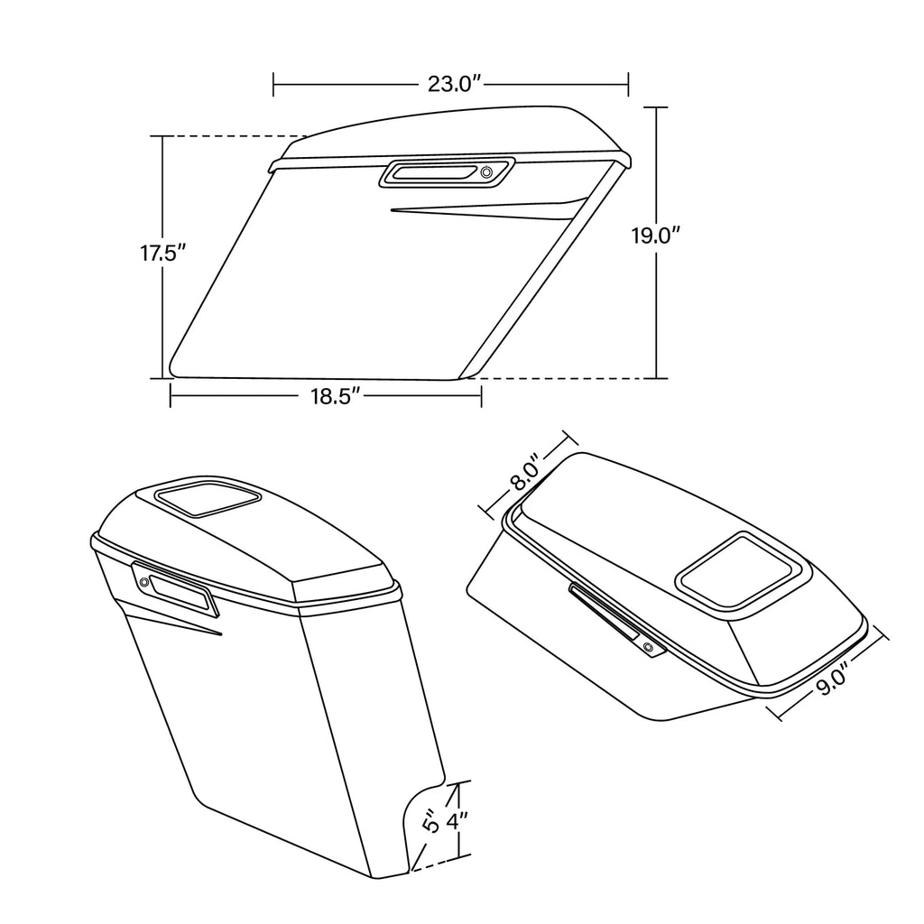 5" Stretched Hard Saddlebags & Bracket for Harley Softail (1984–2017)