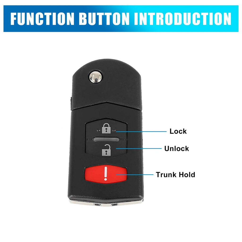 Key Fob Shell Case Replacement for Mazda 3 (2011–2013) 3 Button