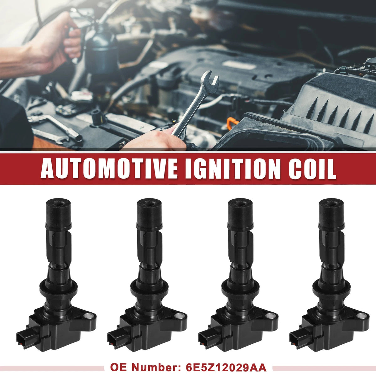 Set of 4 Ignition Coils for Ford Fusion (2006–2009) No. 6E5Z12029AA
