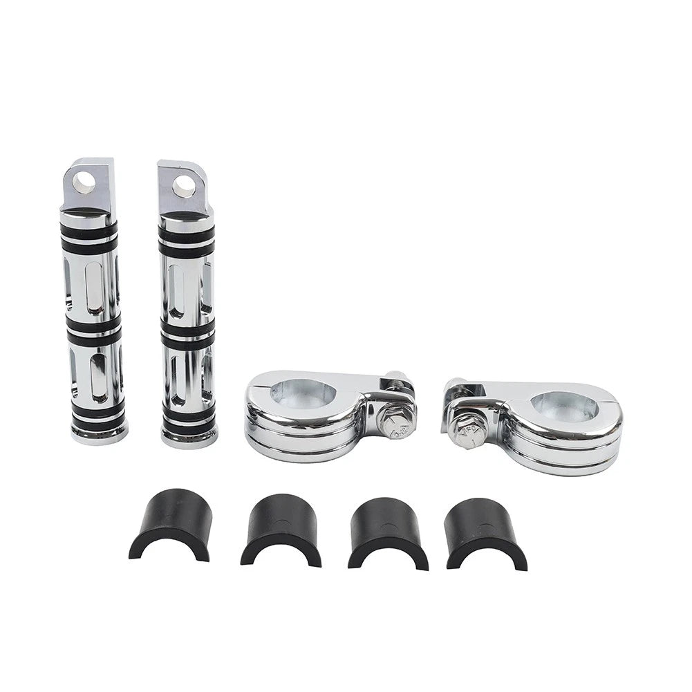 Engine Guard Bar Foot Pegs for Harley & Yamaha (25-32mm) Chrome