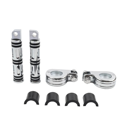 Engine Guard Bar Foot Pegs for Harley & Yamaha (25-32mm) Chrome