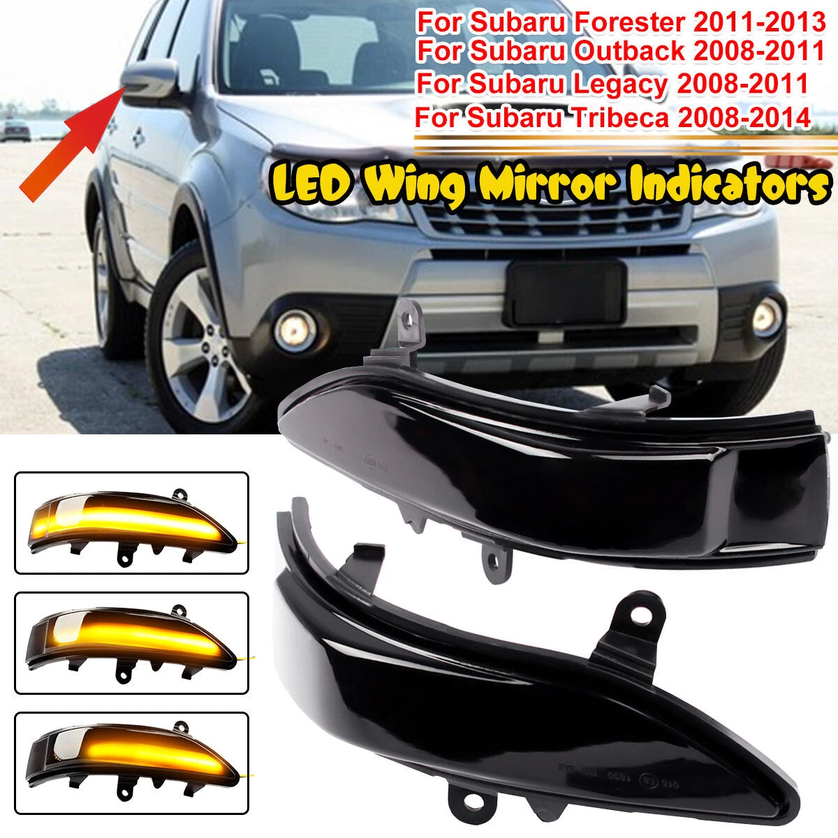 Sequential Smoked LED Side Mirror Indicator Light for Subaru Forester (2011–2013)