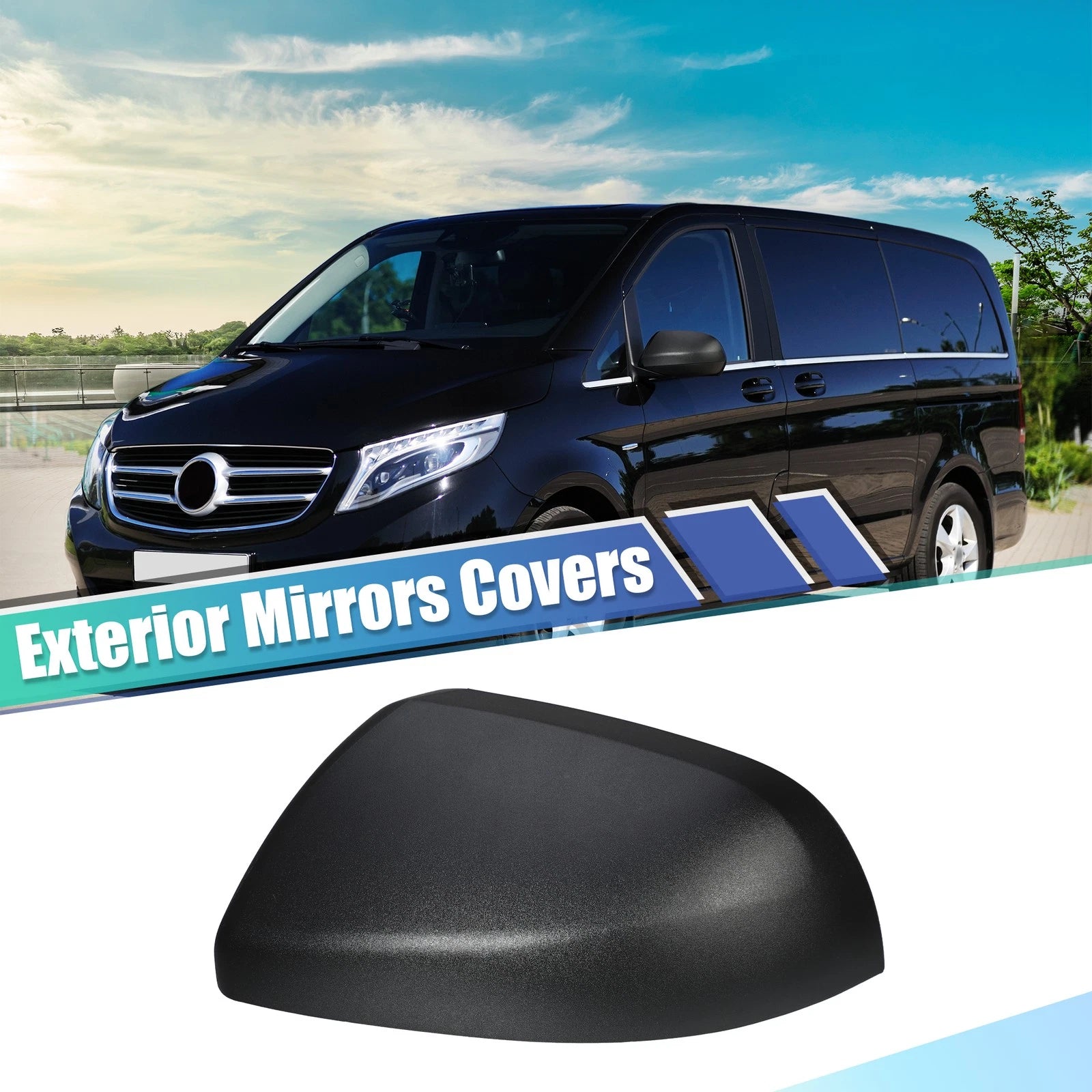 Matte Black Rearview Mirror Cap Left Side Replacement for Mercedes Vito W447 (2015–2023)