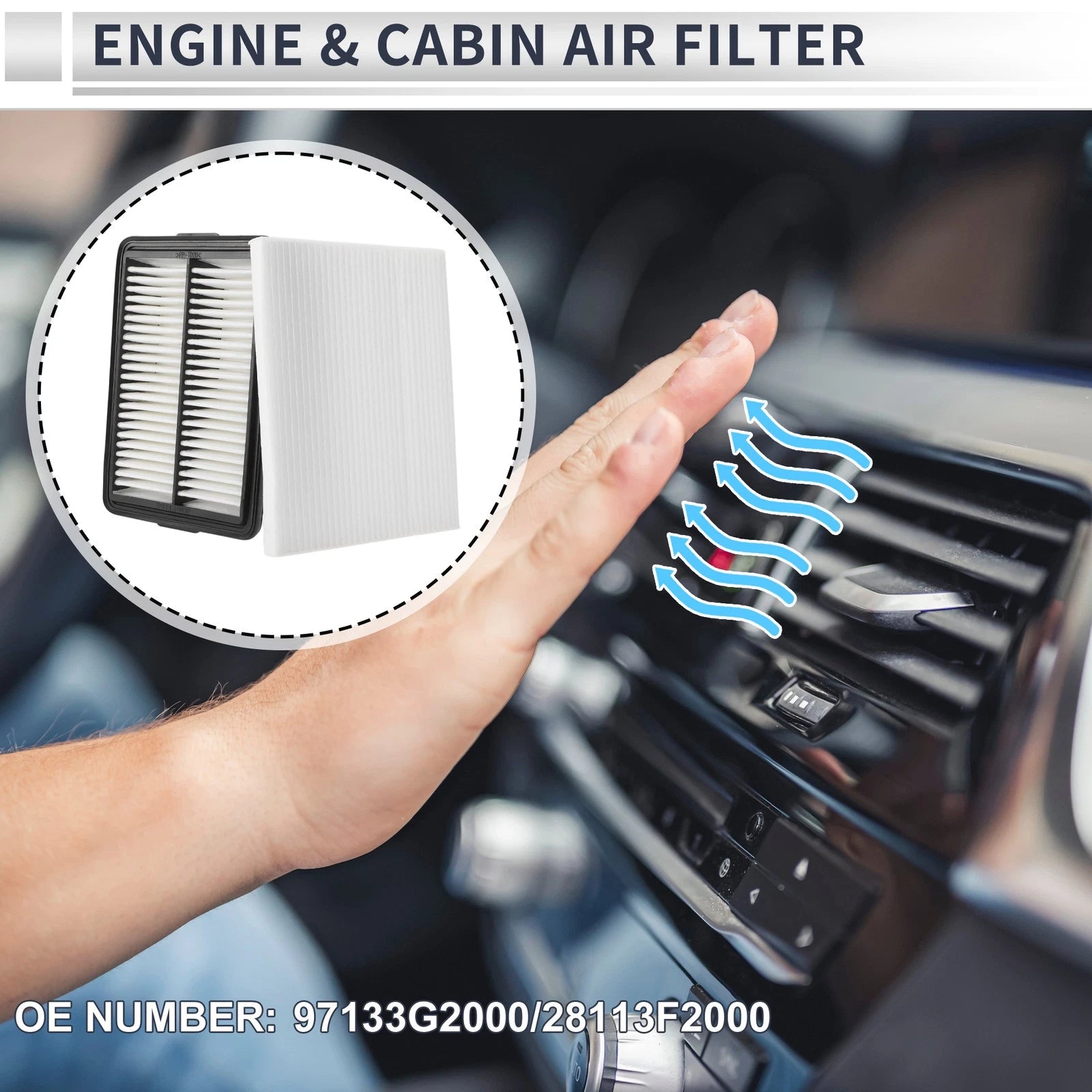 Cabin Air Filter Combo Set Replacement for Hyundai Elantra 2017–2020
