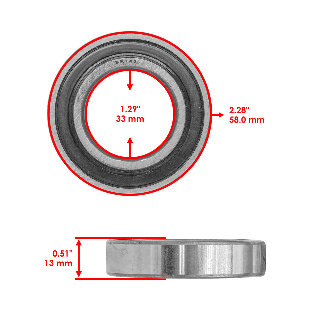 Single Row Ball Bearing Rubber Sealed Replacement for Various 33x58x13