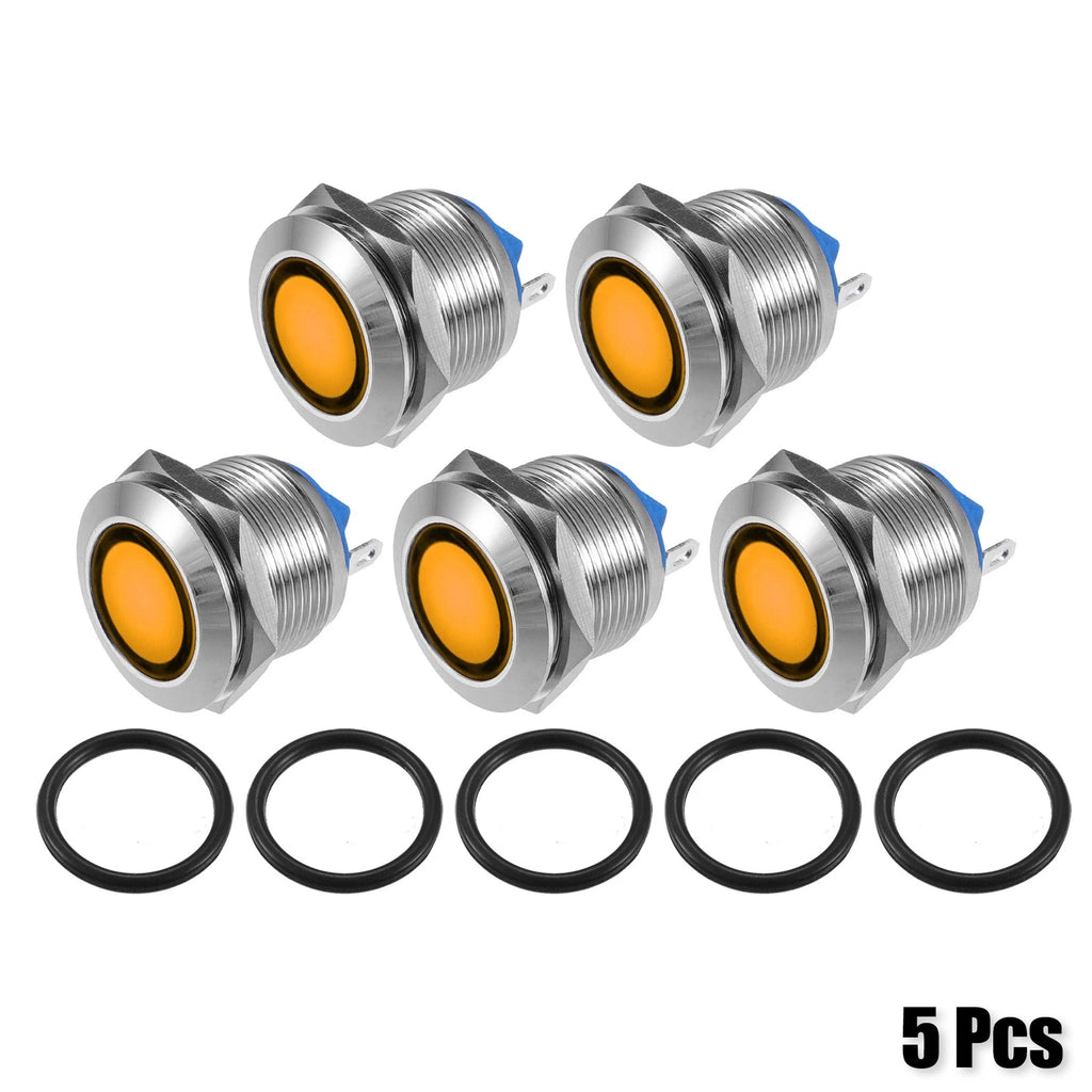 5 Pcs LED Indicator Light for Car (19mm, 230V, Yellow)