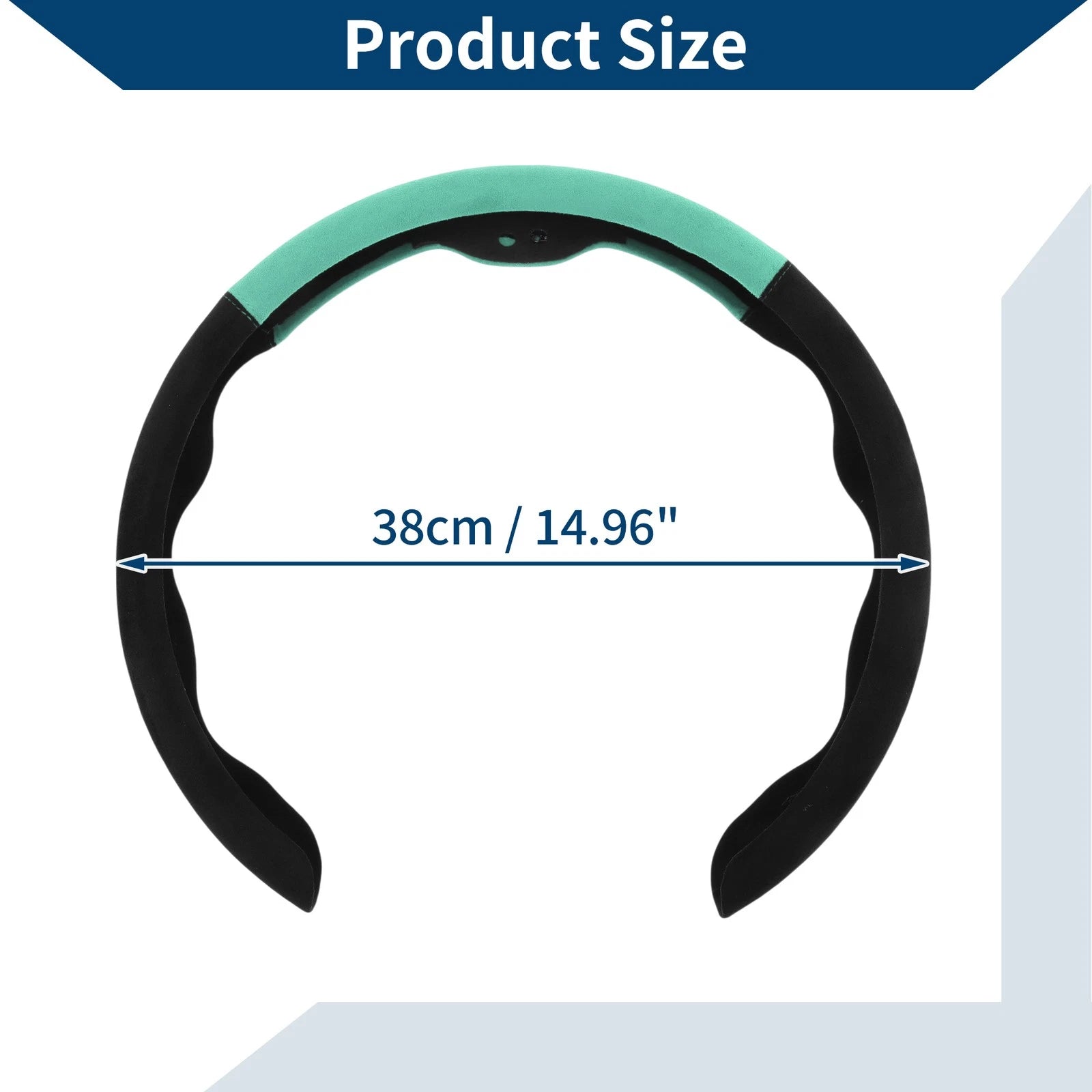 Steering Wheel Cover for Universal Fit (14.96", Black/Celeste Blue)