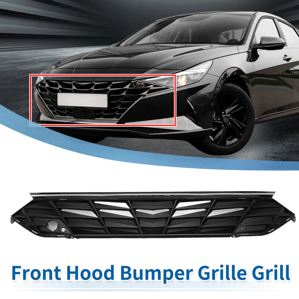 Front Upper Bumper Grille for Hyundai Elantra (2021–2022) - Black