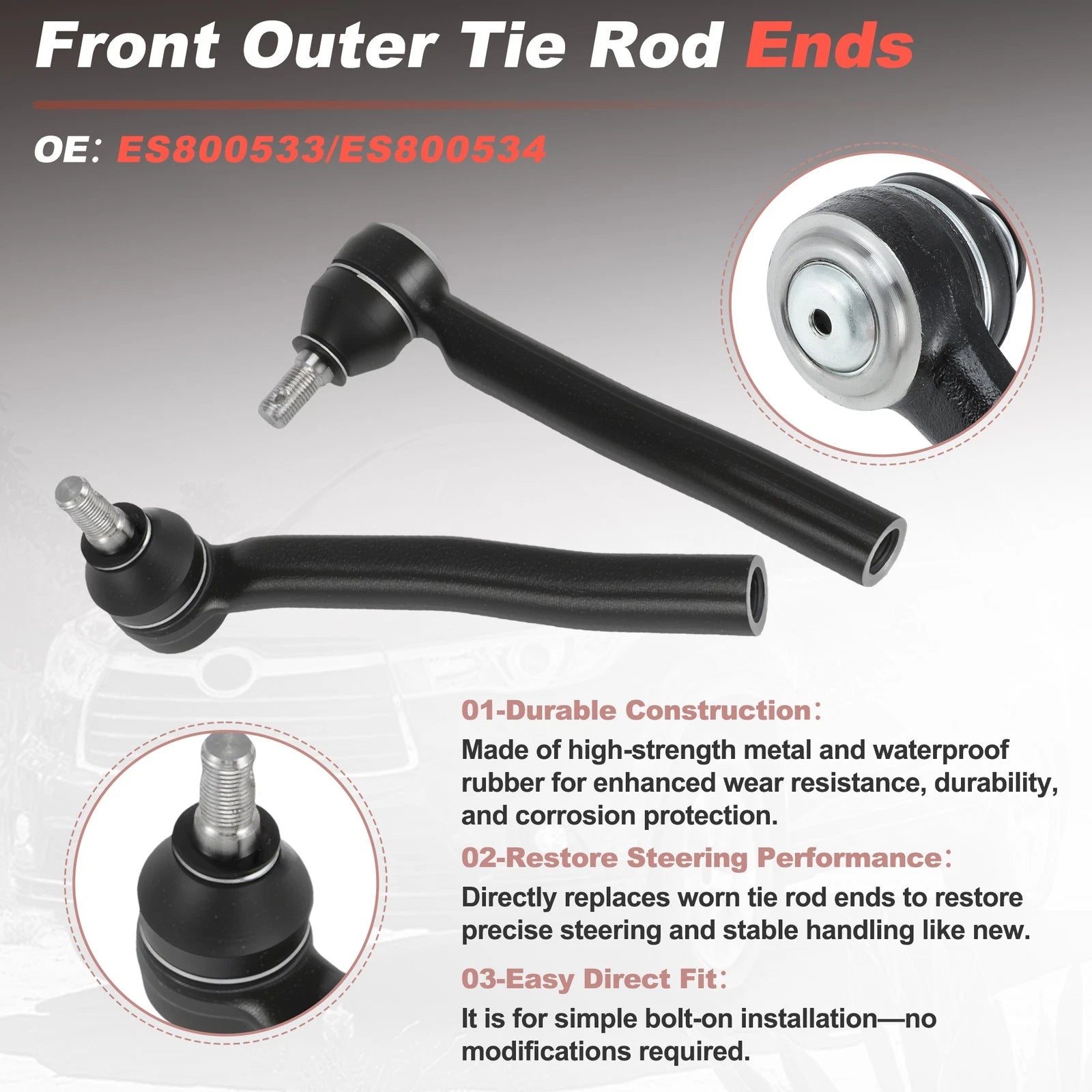 Front Outer Tie Rod End Linkages for Lexus RX350 RX450h (2016–2022)