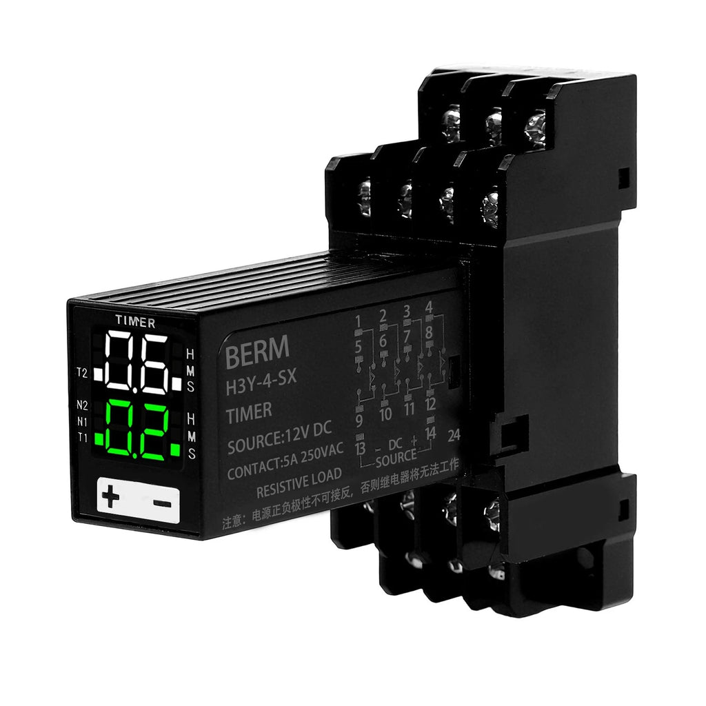 Digital Display Time Relay 8 Pin 12V DC Adjustable Delay for Automation