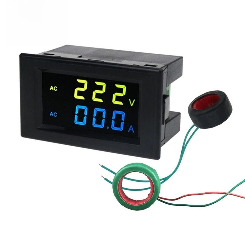 LCD Digital Voltmeter Ammeter Dual Display 80-500V AC 100A 68x38mm