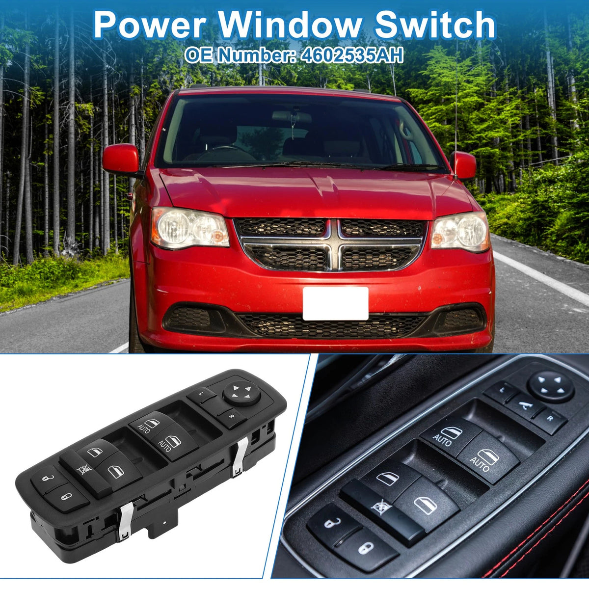 Power Window Switch Replacement 3 Pin for Dodge Grand Caravan (2005–2020)