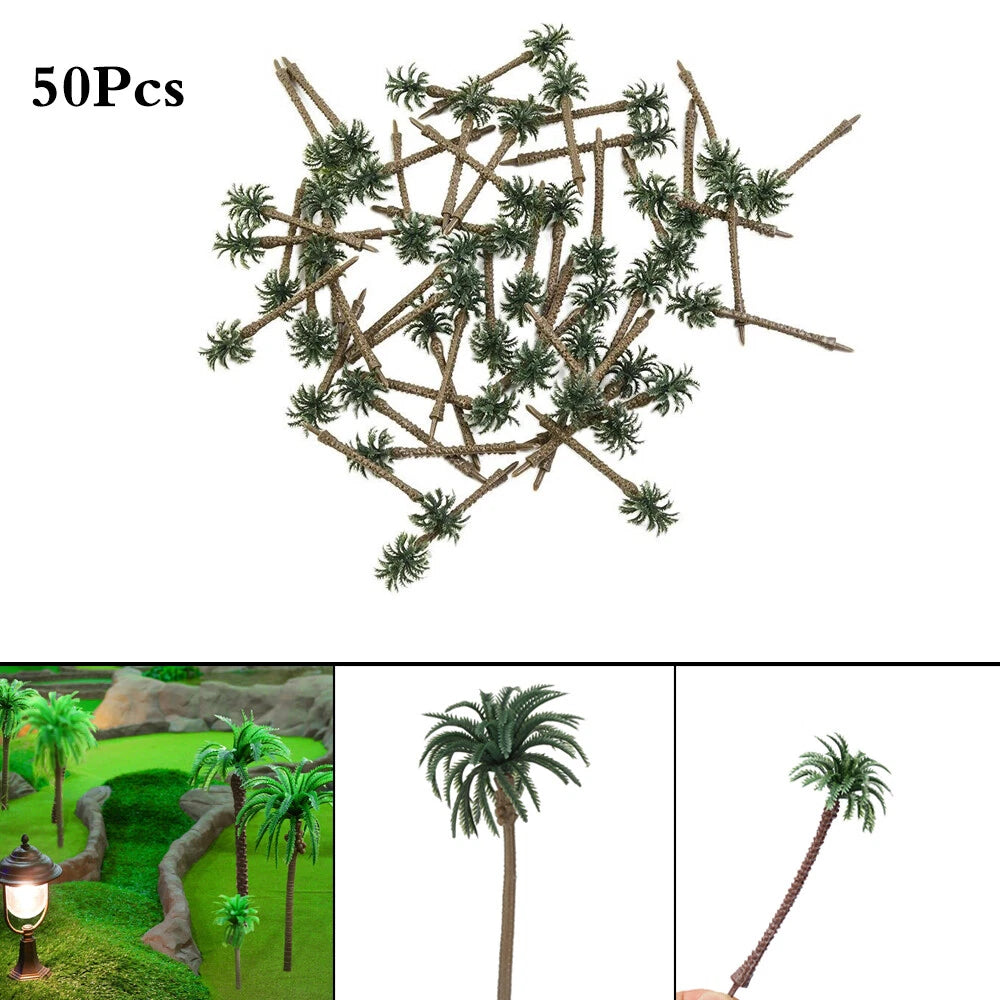 50pcs Coconut Palm Trees for Diorama Park Landscape Decoration