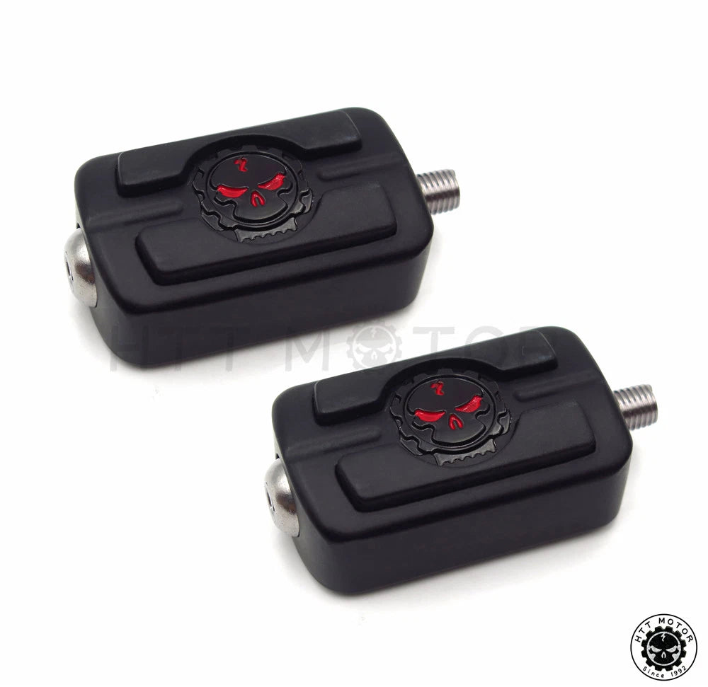 2 Black Skull Style Toe Heal Shift Peg Set for Harley