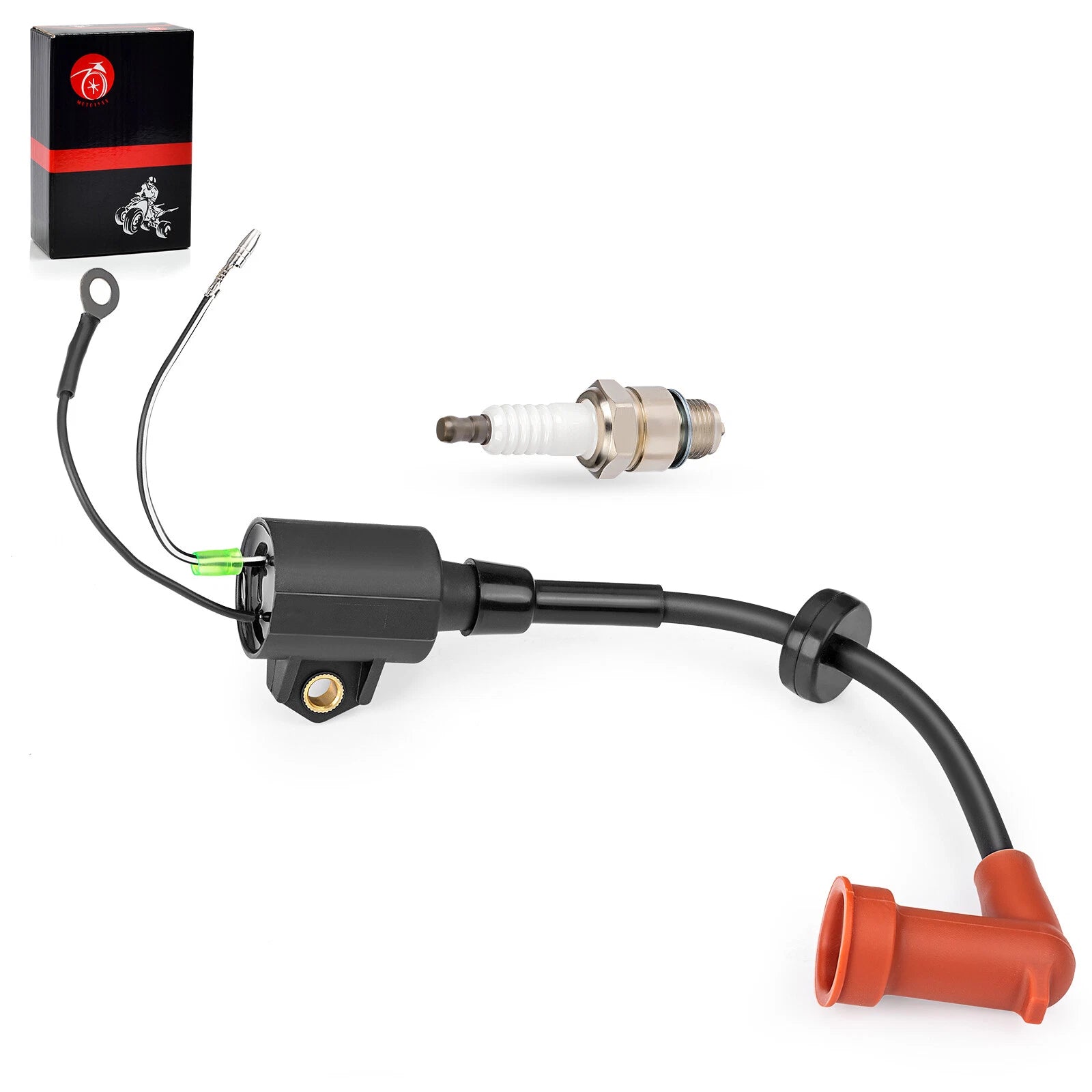 Ignition Coil & Spark Plug for Yamaha Outboard 2-Stroke 9.9-250 HP (63V-85570-00)