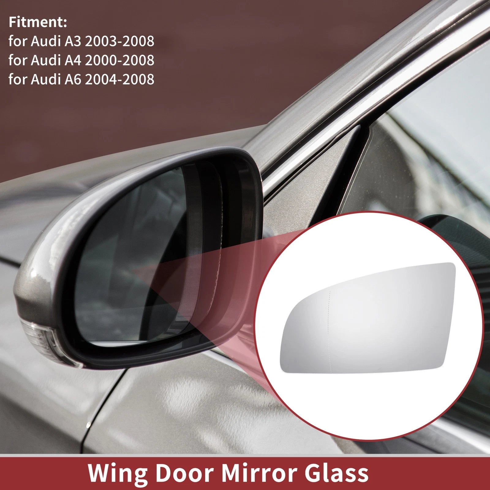 Left Wing Mirror Glass Replacement for Audi A3 (2003–2008)