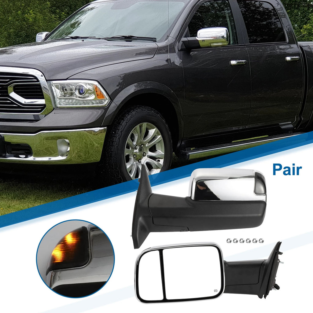 Tow Mirrors for Dodge Ram 1500 2500 2009–2018 with Lights Pair