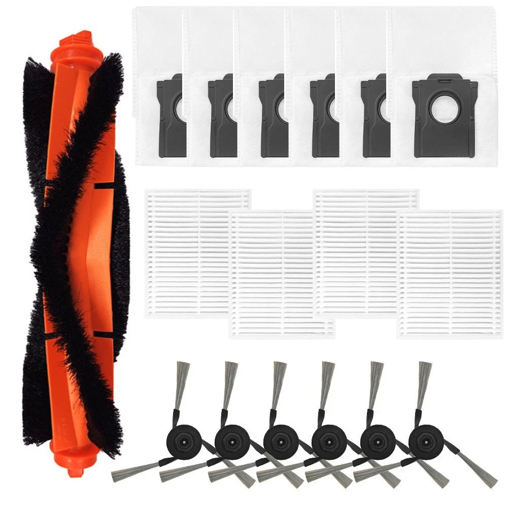 Main Side Brush Filter and Dust Bag Set for Dreame F21 F21 Plus