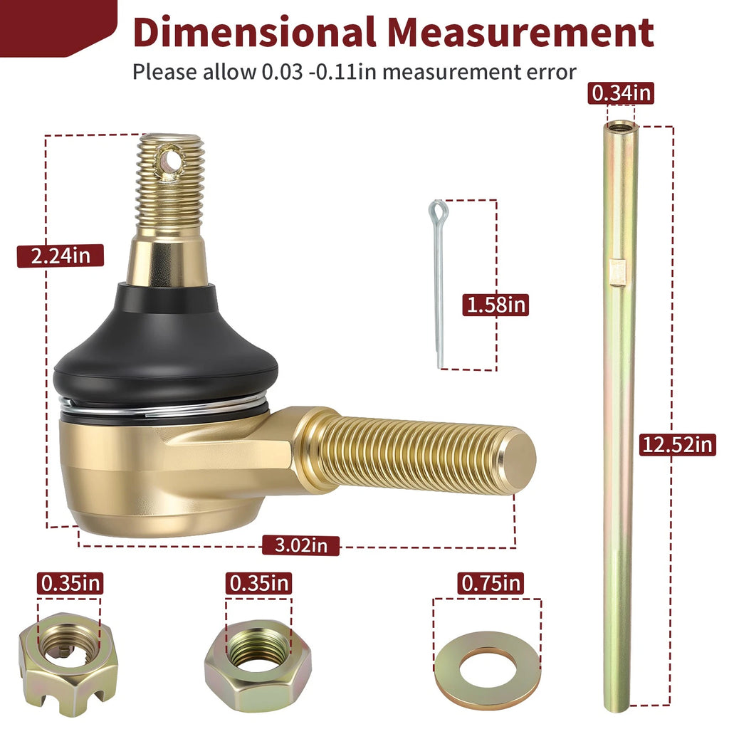 Steering Tie Rod End Kit for Polaris RZR 170 (2009–2021) 0454599 0454600 0454601